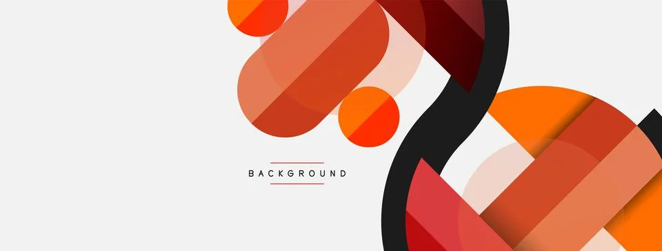 Geometric shapes composition abstract background. Circles lines and rectangles Stock Illustration