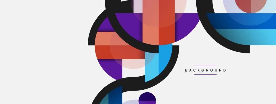 Geometric shapes composition abstract background. Circles lines and rectangles イラスト素材