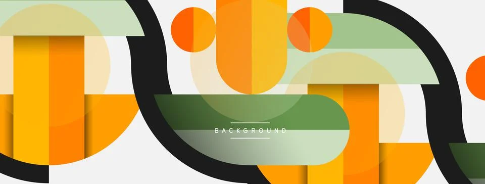 Geometric shapes composition abstract background. Circles lines and rectangles Illustrazione stock