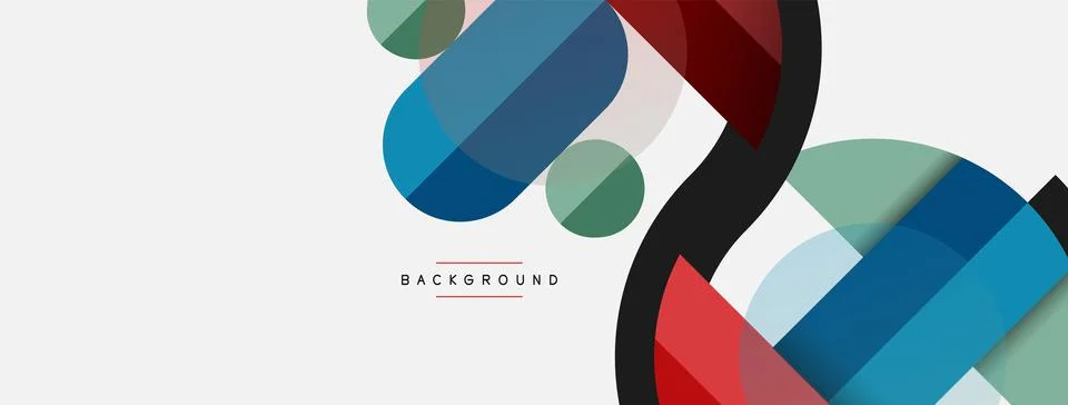 Geometric shapes composition abstract background. Circles lines and rectangles Stock Illustration