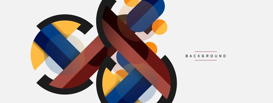 Geometric shapes composition abstract background. Circles lines and rectangles Stock Illustration