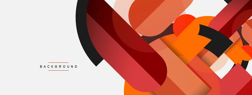 Geometric shapes composition abstract background. Circles lines and rectangles Illustration