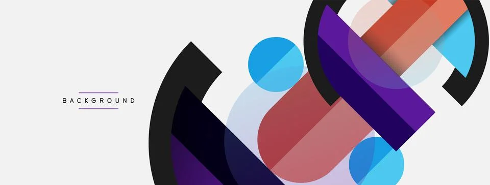 Geometric shapes composition abstract background. Circles lines and rectangles Stock Illustration