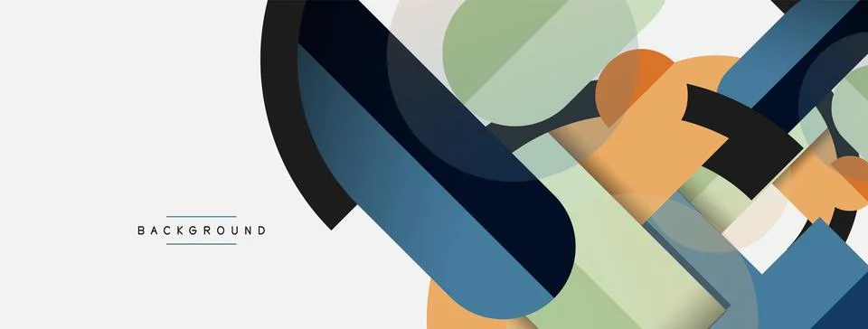 Geometric shapes composition abstract background. Circles lines and rectangles Illustrazione stock