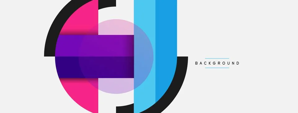 Geometric shapes composition abstract background. Circles lines and rectangles Stock Illustration