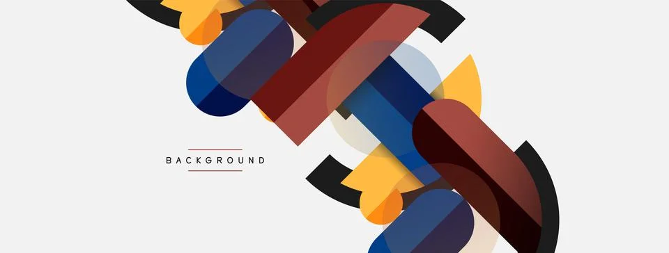 Geometric shapes composition abstract background. Circles lines and rectangles Illustrazione stock