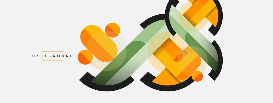 Geometric shapes composition abstract background. Circles lines and rectangles Stock Illustration