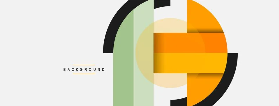 Geometric shapes composition abstract background. Circles lines and rectangles Illustrazione stock
