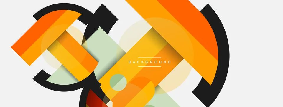 Geometric shapes composition abstract background. Circles lines and rectangles Illustrazione stock