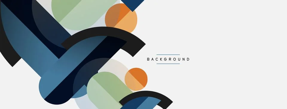 Geometric shapes composition abstract background. Circles lines and rectangles Stock Illustration