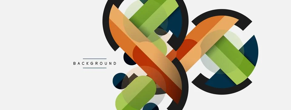 Geometric shapes composition abstract background. Circles lines and rectangles Stock Illustration