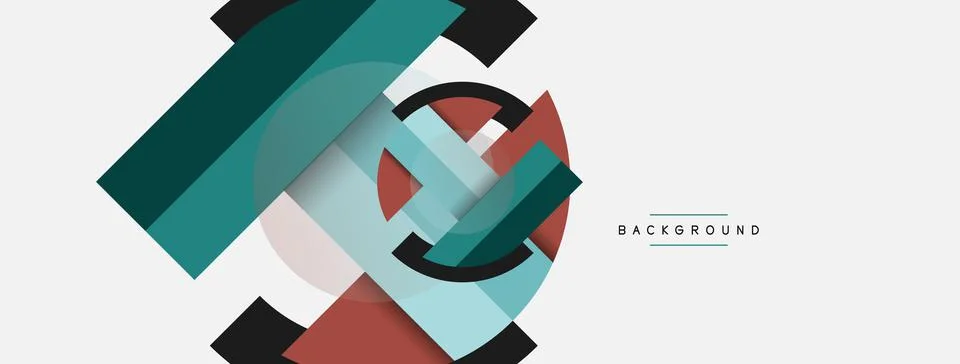 Geometric shapes composition abstract background. Circles lines and rectangles Illustrazione stock