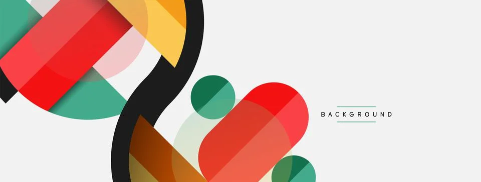 Geometric shapes composition abstract background. Circles lines and rectangles Illustrazione stock