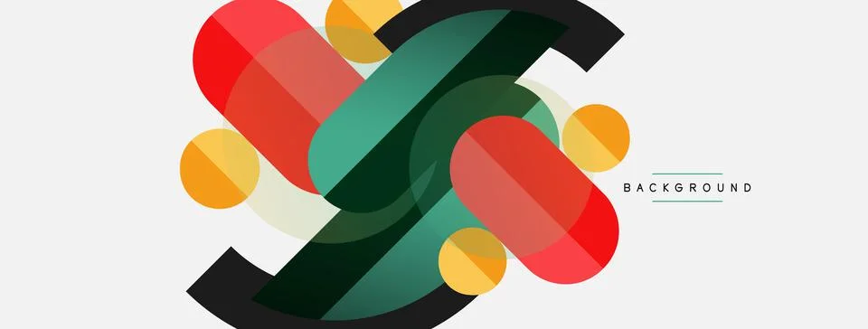 Geometric shapes composition abstract background. Circles lines and rectangles Illustrazione stock