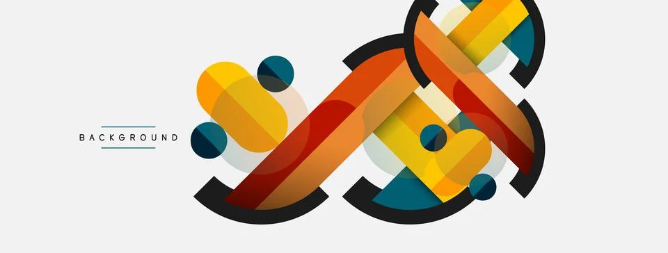Geometric shapes composition abstract background. Circles lines and rectangles 스톡 일러스트