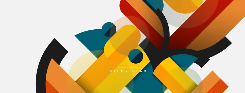 Geometric shapes composition abstract background. Circles lines and rectangles イラスト素材