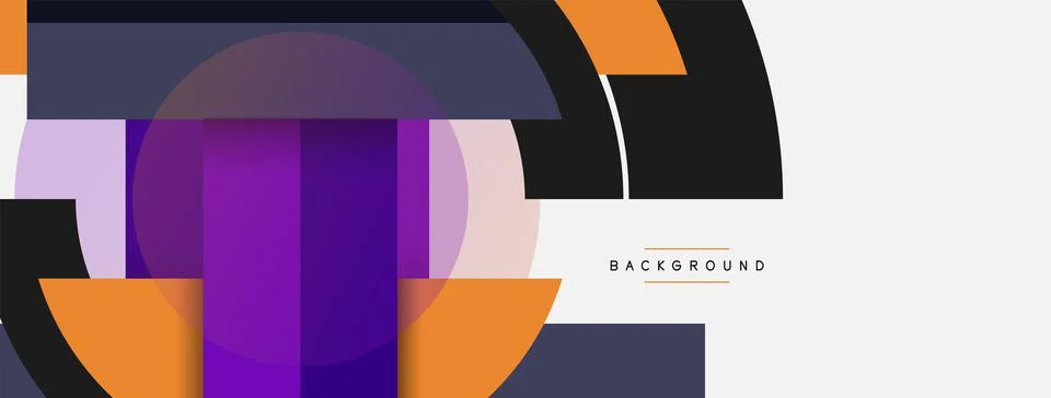Geometric shapes composition abstract background. Circles lines and rectangles Stock Illustration