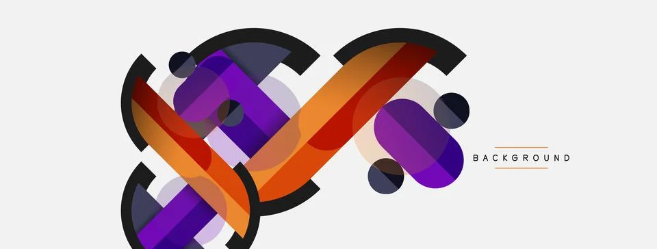 Geometric shapes composition abstract background. Circles lines and rectangles Illustrazione stock