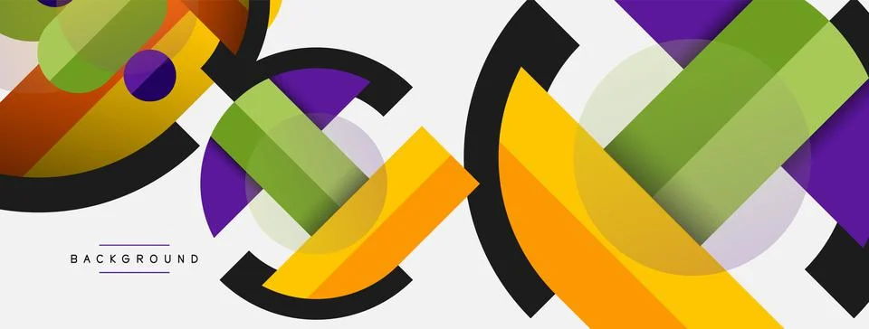 Geometric shapes composition abstract background. Circles lines and rectangles 스톡 일러스트