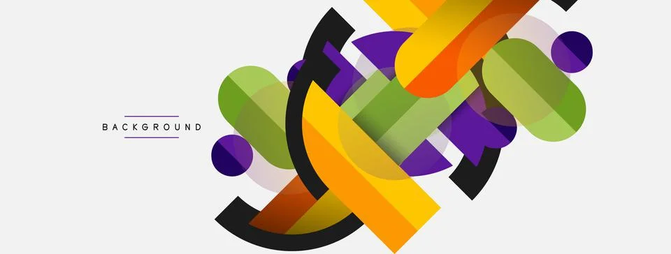 Geometric shapes composition abstract background. Circles lines and rectangles Stock Illustration