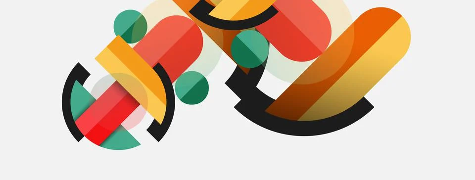 Geometric shapes composition abstract background. Circles lines and rectangles 스톡 일러스트