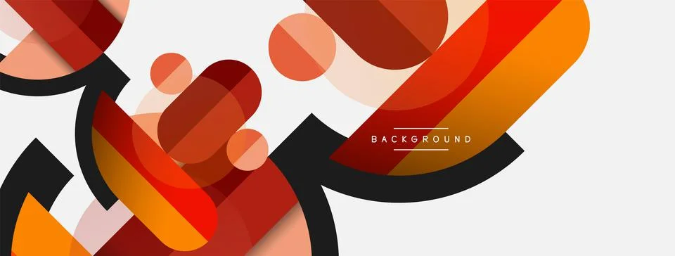 Geometric shapes composition abstract background. Circles lines and rectangles Stock Illustration
