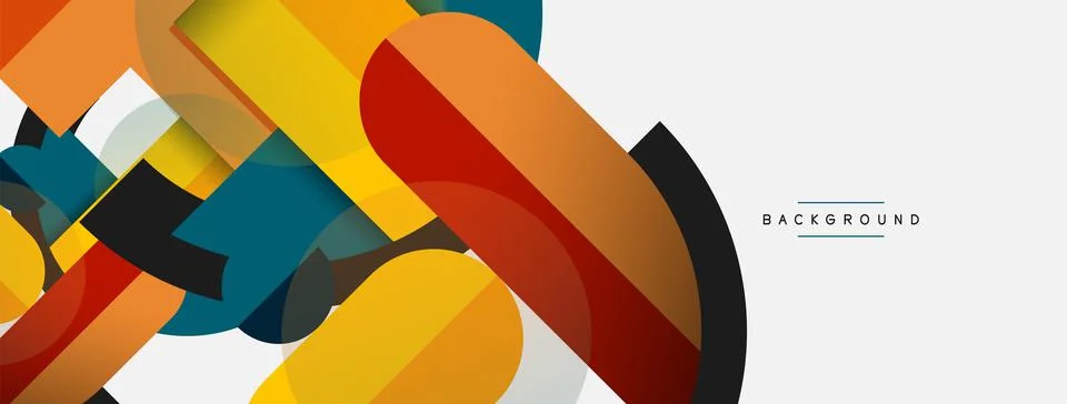 Geometric shapes composition abstract background. Circles lines and rectangles 스톡 일러스트