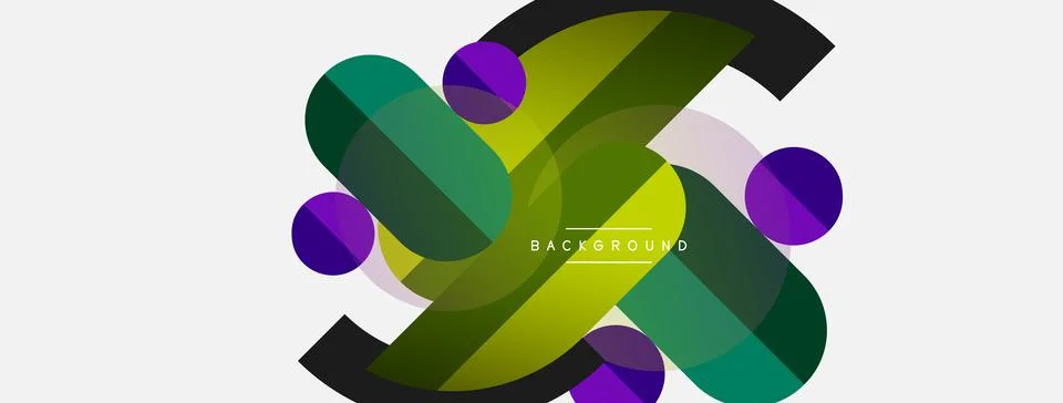 Geometric shapes composition abstract background. Circles lines and rectangles Illustrazione stock