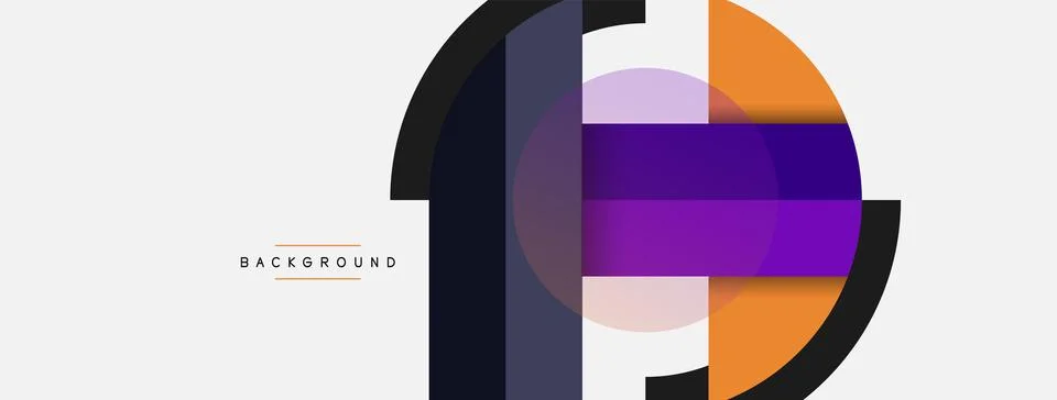 Geometric shapes composition abstract background. Circles lines and rectangles Illustrazione stock