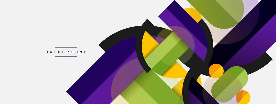 Geometric shapes composition abstract background. Circles lines and rectangles Stock Illustration