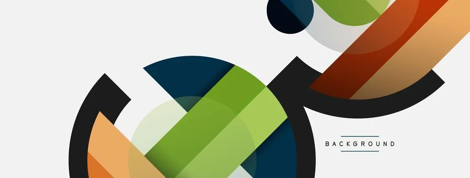 Geometric shapes composition abstract background. Circles lines and rectangles Illustrazione stock