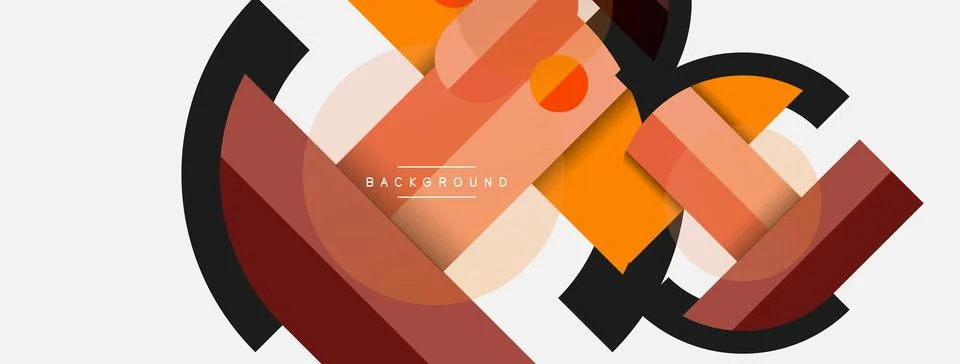 Geometric shapes composition abstract background. Circles lines and rectangles Stock Illustration