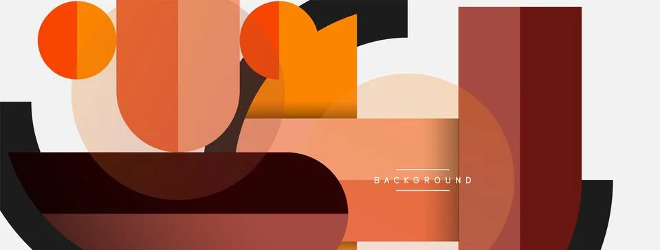 Geometric shapes composition abstract background. Circles lines and rectangles Illustrazione stock
