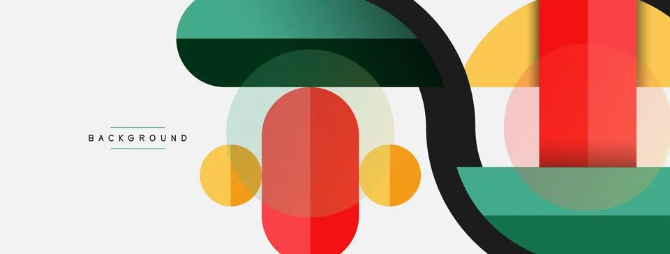 Geometric shapes composition abstract background. Circles lines and rectangles Stockillustratie