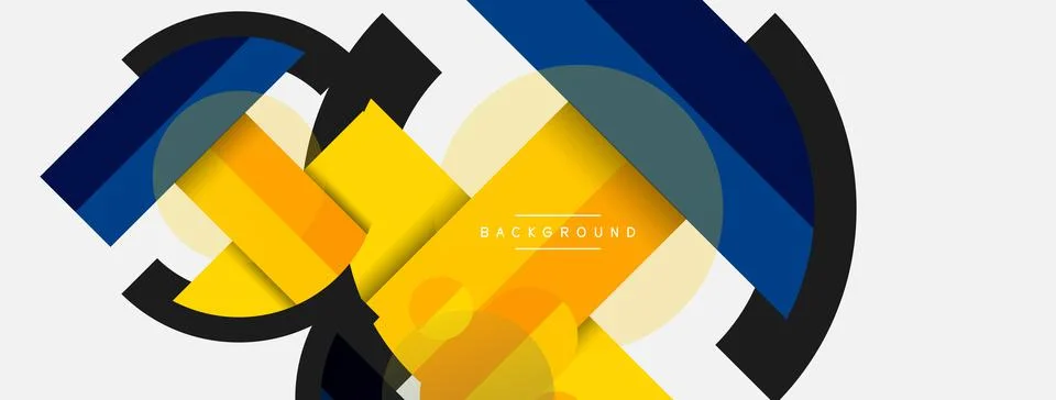 Geometric shapes composition abstract background. Circles lines and rectangles Stock Illustration