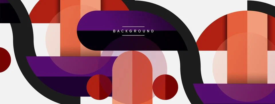 Geometric shapes composition abstract background. Circles lines and rectangles Stock Illustration