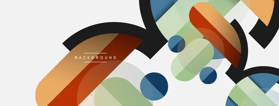 Geometric shapes composition abstract background. Circles lines and rectangles Stock Illustration