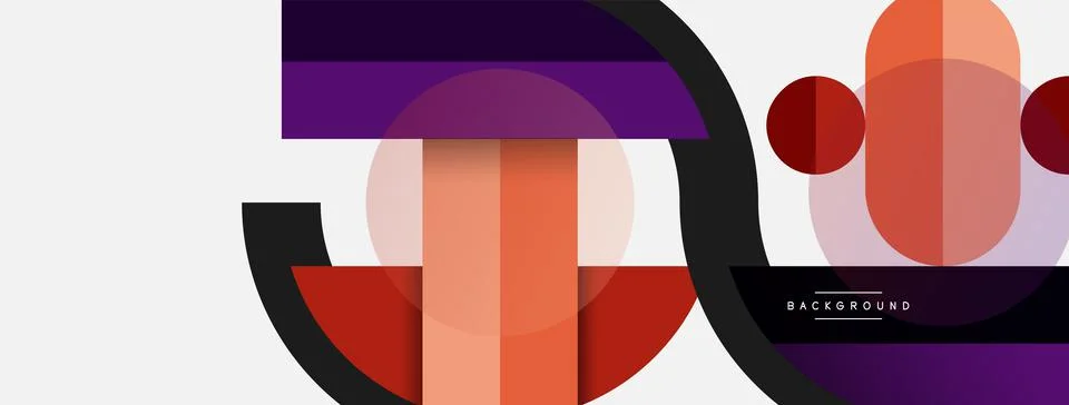 Geometric shapes composition abstract background. Circles lines and rectangles Stock Illustration