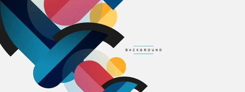 Geometric shapes composition abstract background. Circles lines and rectangles Stock Illustration