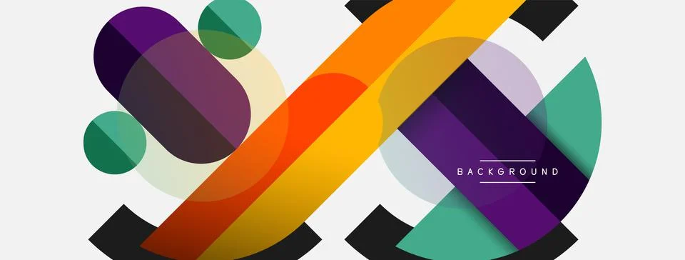 Geometric shapes composition abstract background. Circles lines and rectangles イラスト素材