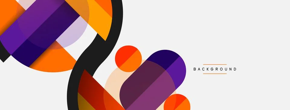 Geometric shapes composition abstract background. Circles lines and rectangles Stock Illustration