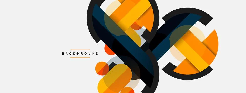 Geometric shapes composition abstract background. Circles lines and rectangles Illustrazione stock