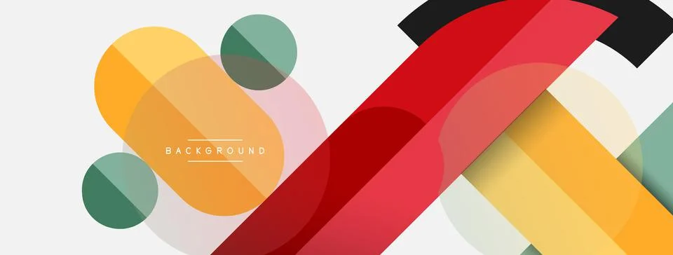 Geometric shapes composition abstract background. Circles lines and rectangles Stock Illustration