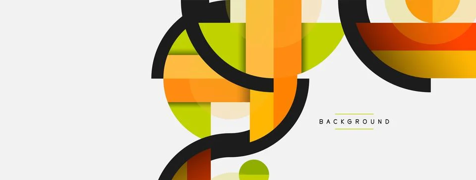Geometric shapes composition abstract background. Circles lines and rectangles Stockillustratie