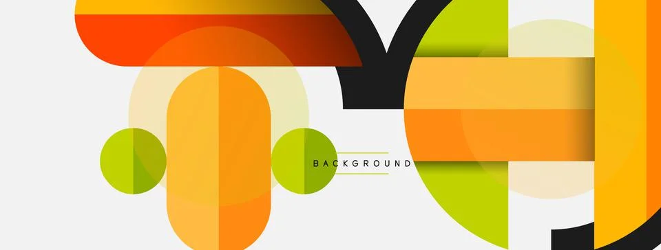 Geometric shapes composition abstract background. Circles lines and rectangles Stock Illustration