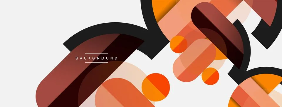 Geometric shapes composition abstract background. Circles lines and rectangles Illustrazione stock