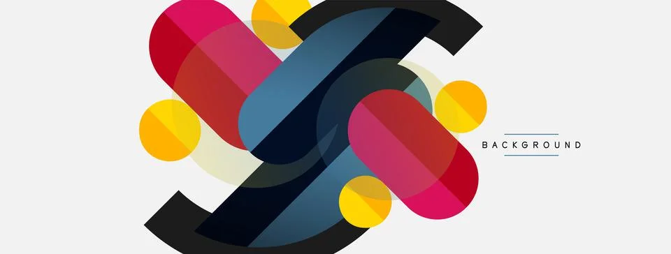 Geometric shapes composition abstract background. Circles lines and rectangles イラスト素材