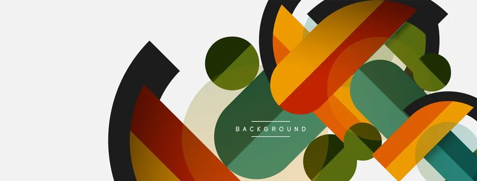 Geometric shapes composition abstract background. Circles lines and rectangles Illustrazione stock