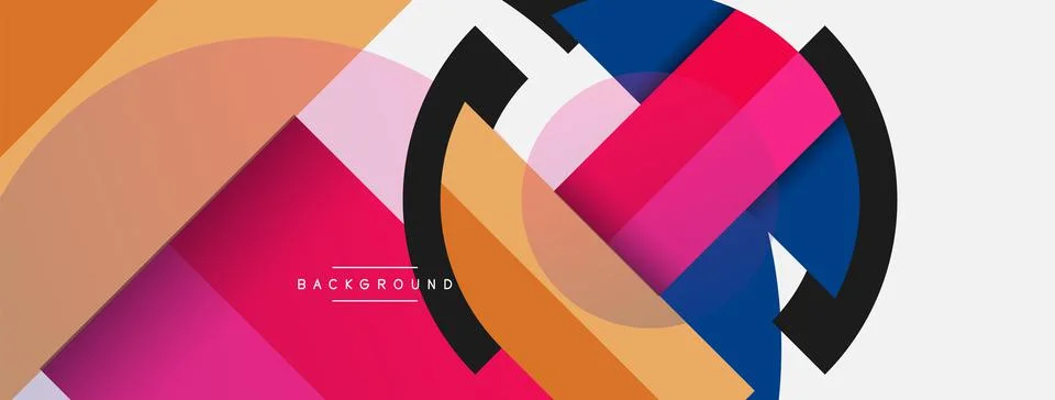 Geometric shapes composition abstract background. Circles lines and rectangles Illustrazione stock