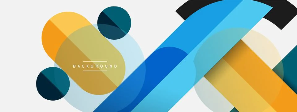 Geometric shapes composition abstract background. Circles lines and rectangles Stock Illustration